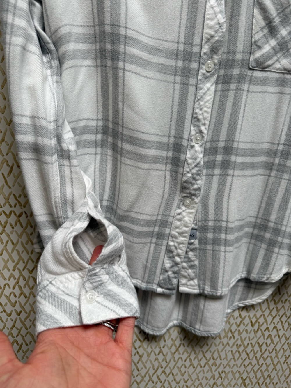 Rails Hunter Plaid Button Down Shirt White Gray Soft Flannel-Style Top XS - Picture 8 of 9